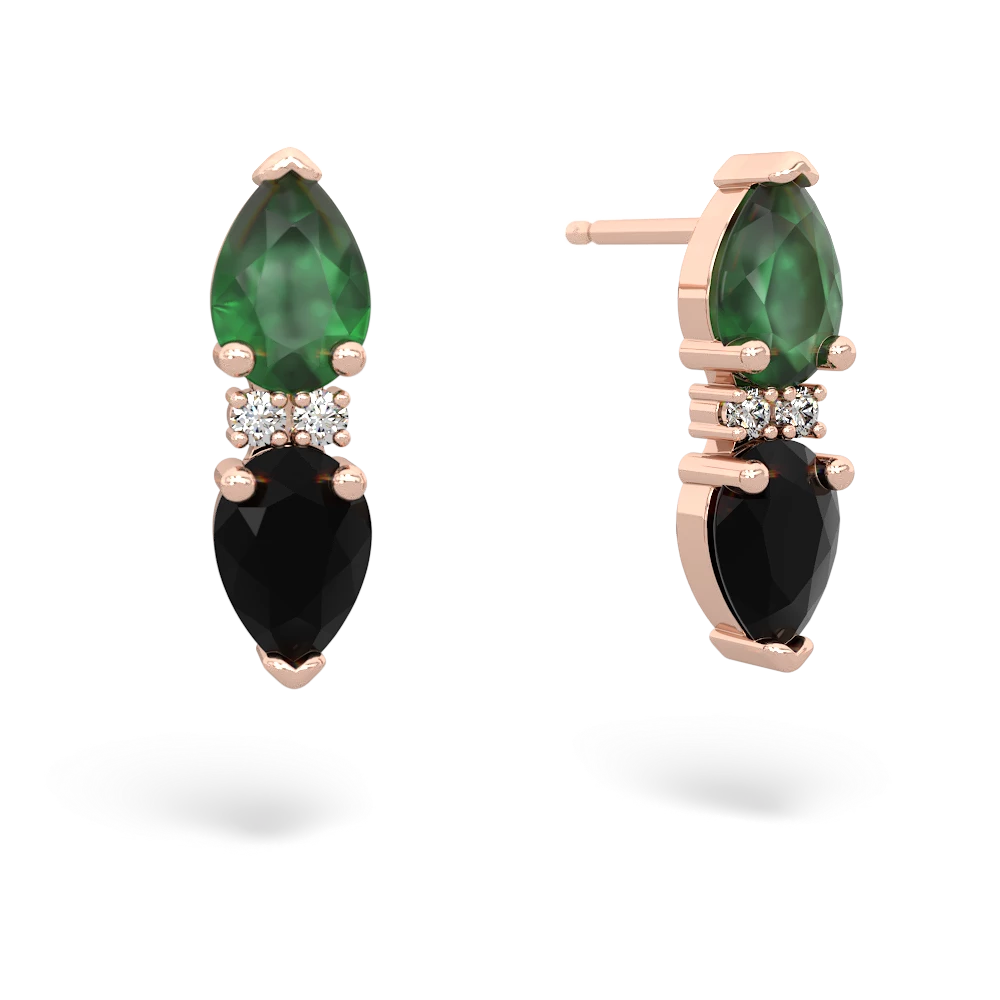 Emerald Bowtie Drop 14K Rose Gold earrings E0865