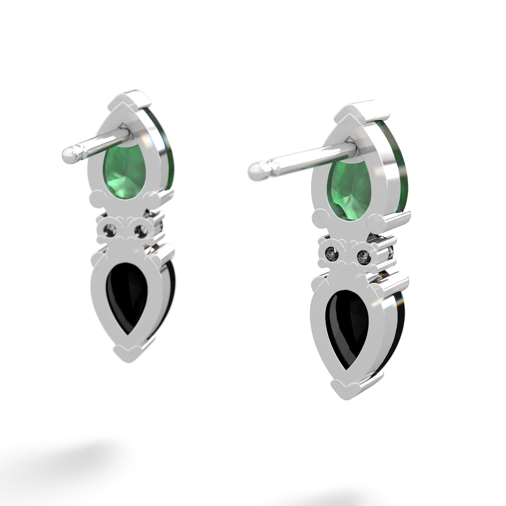 Emerald Bowtie Drop 14K White Gold earrings E0865