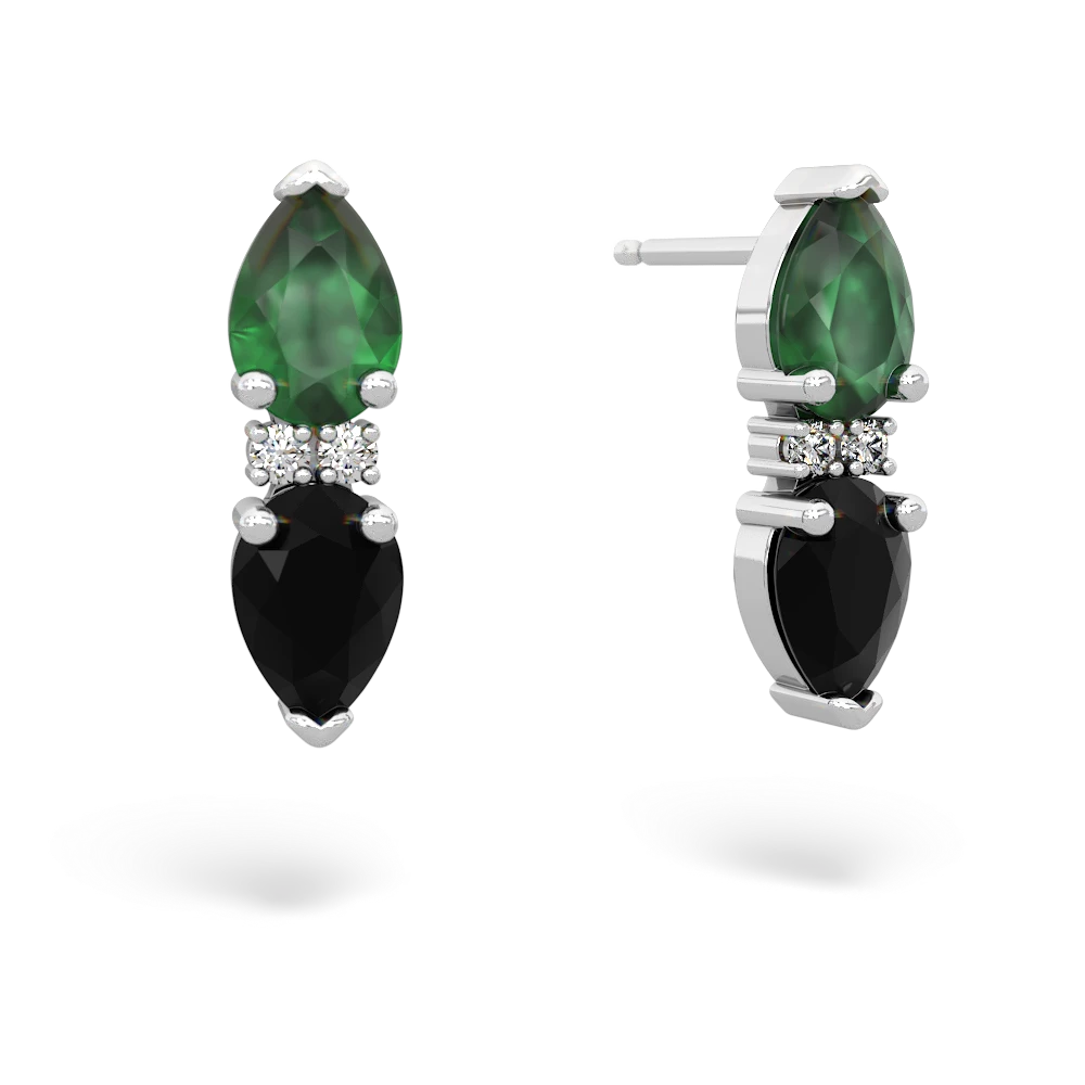 Emerald Bowtie Drop 14K White Gold earrings E0865