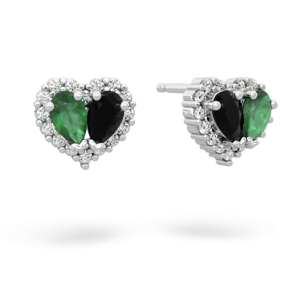 Emerald Halo 14K White Gold earrings E7008