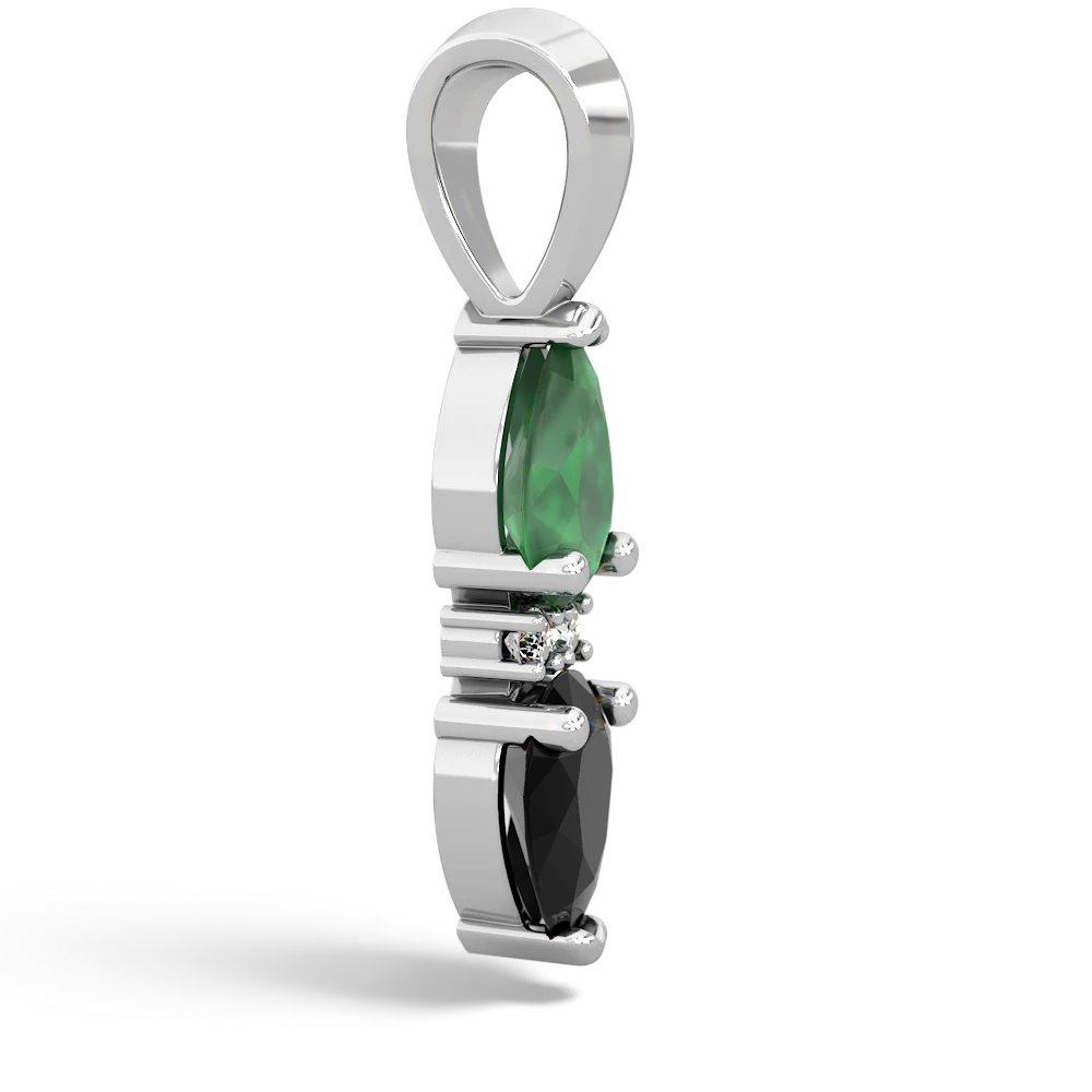 Emerald Bowtie Drop 14K White Gold pendant P0865