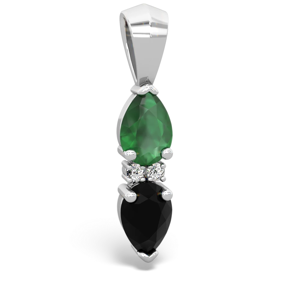 Emerald Bowtie Drop 14K White Gold pendant P0865