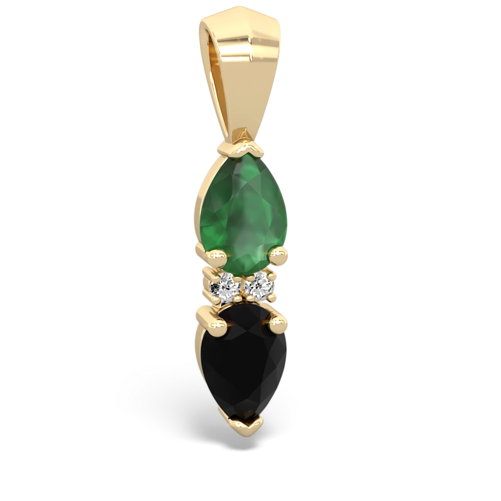 Emerald Bowtie Drop 14K Yellow Gold pendant P0865