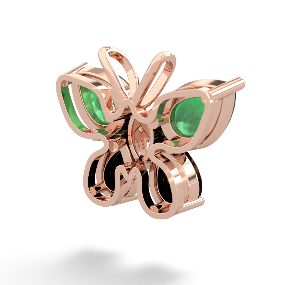 Emerald Butterfly 14K Rose Gold pendant P2215