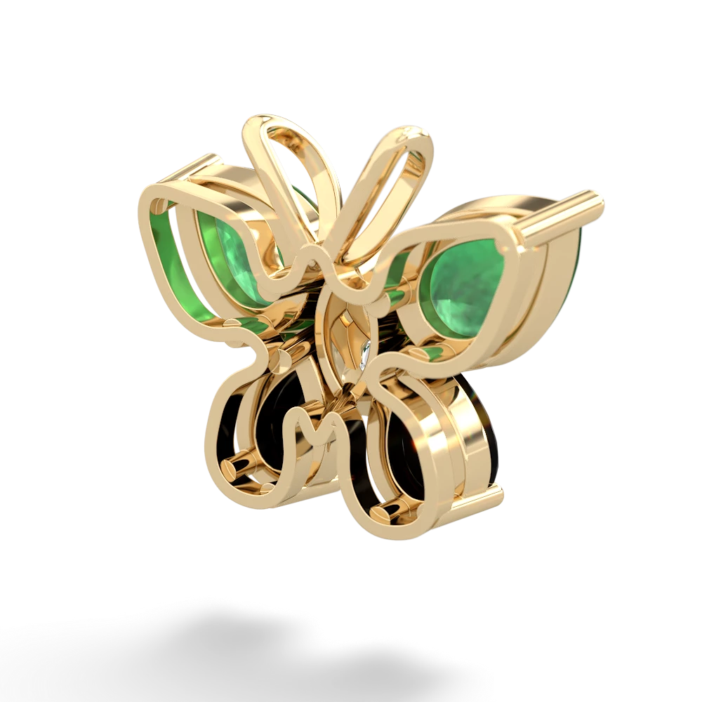 Emerald Butterfly 14K Yellow Gold pendant P2215