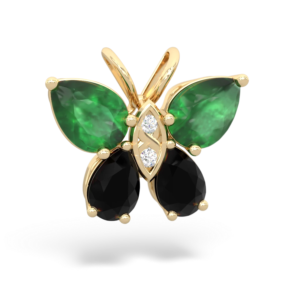 Emerald Butterfly 14K Yellow Gold pendant P2215