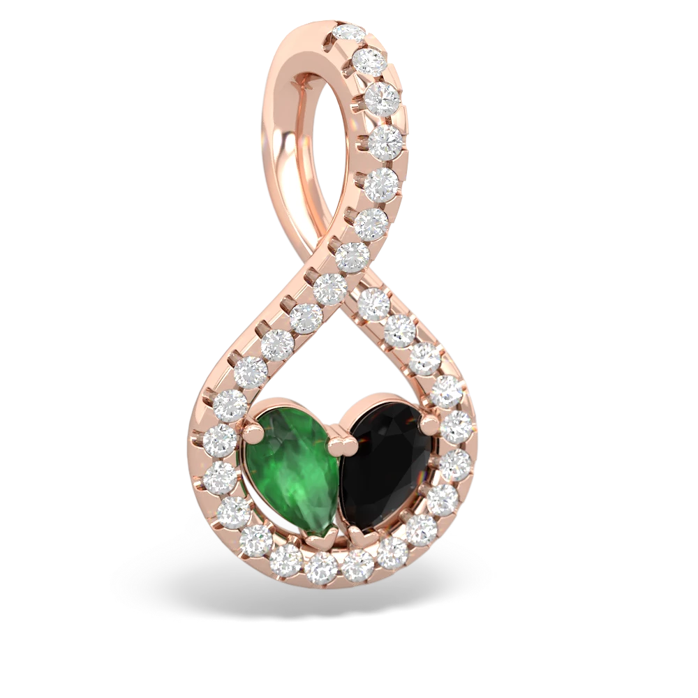 Emerald Pave Twist 'One Heart' 14K Rose Gold pendant P5360