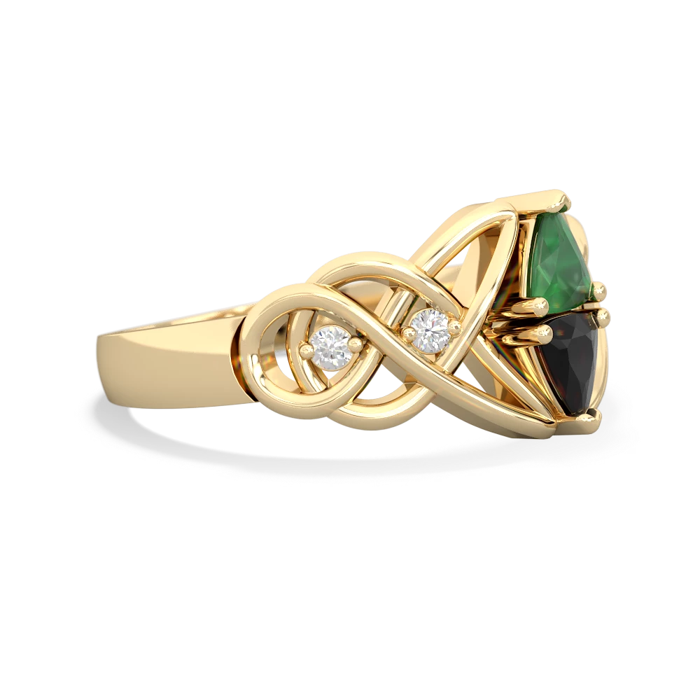 Emerald Keepsake Celtic Knot 14K Yellow Gold ring R5300