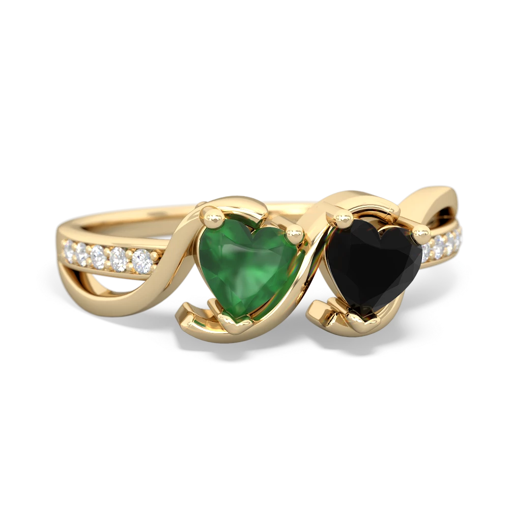 Emerald Side By Side 14K Yellow Gold ring R3090