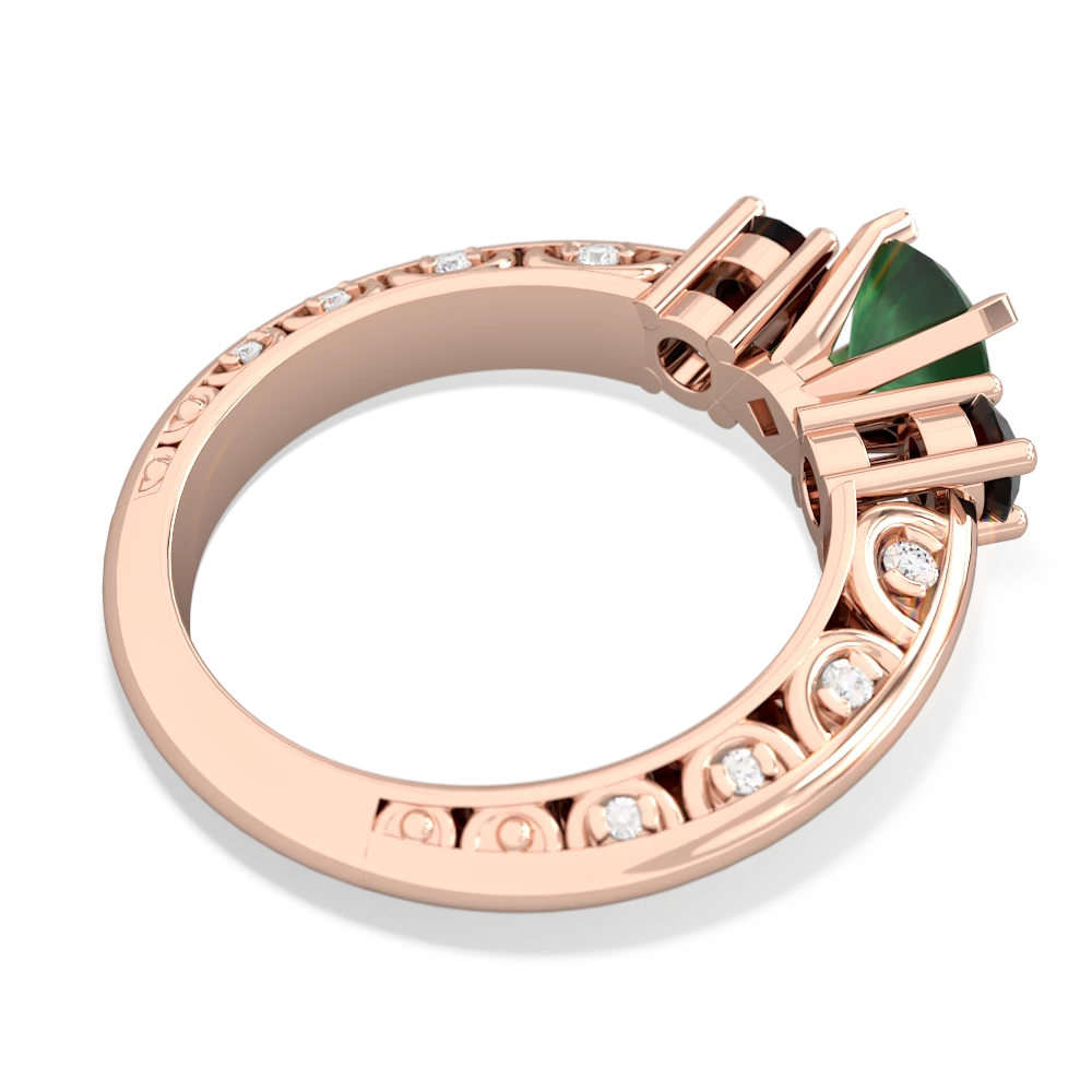 Emerald Art Deco Eternal Embrace Engagement 14K Rose Gold ring C2003