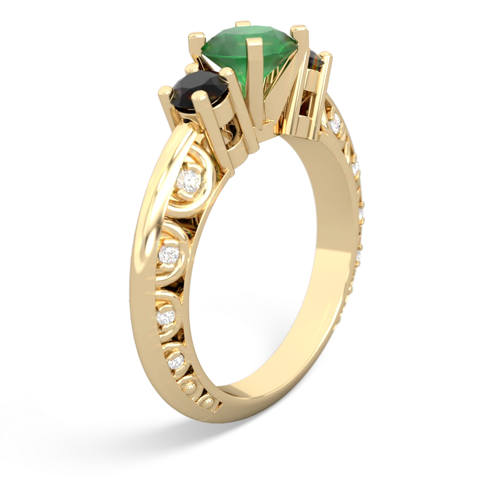 Emerald Art Deco Eternal Embrace Engagement 14K Yellow Gold ring C2003