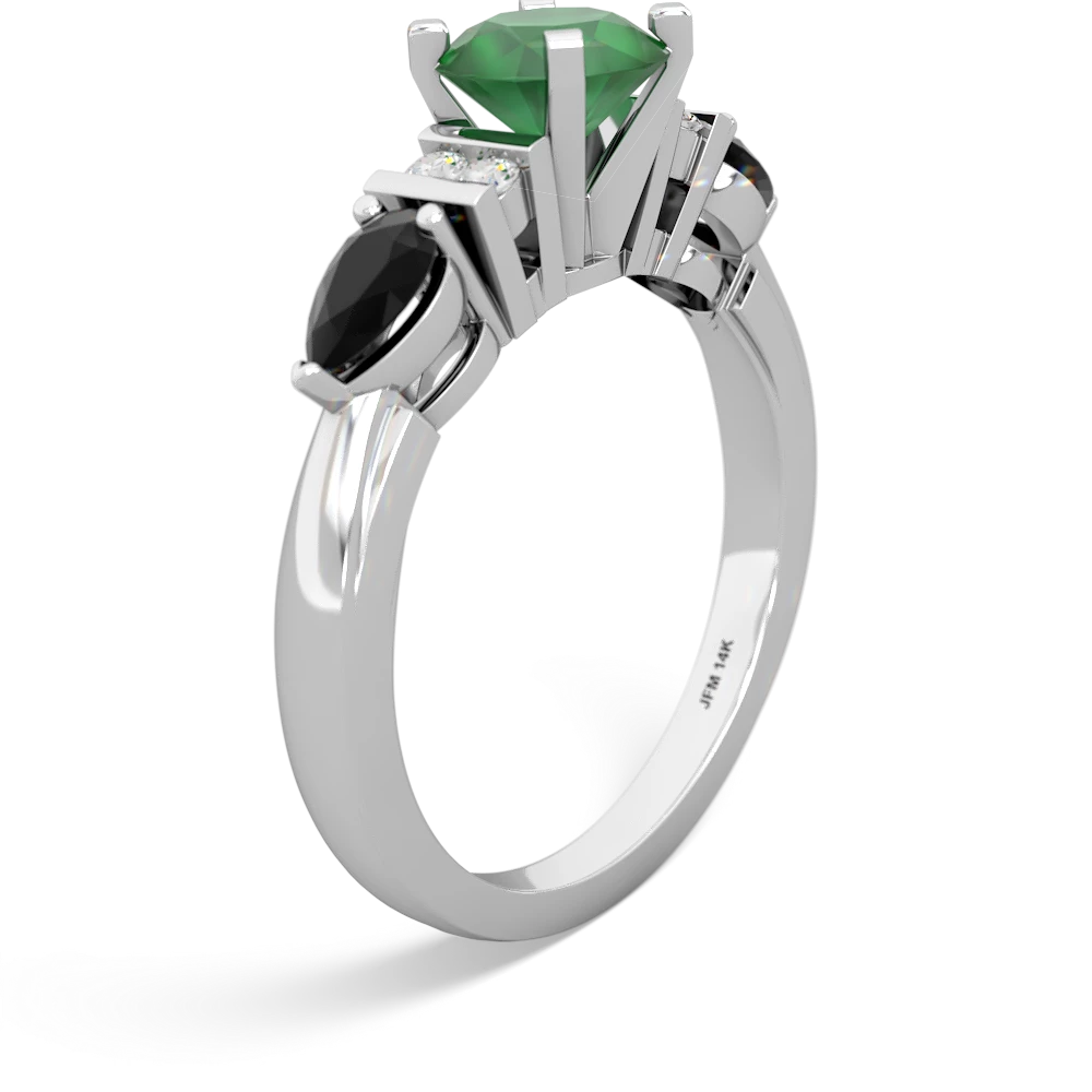 Emerald 6Mm Round Eternal Embrace Engagement 14K White Gold ring R2005