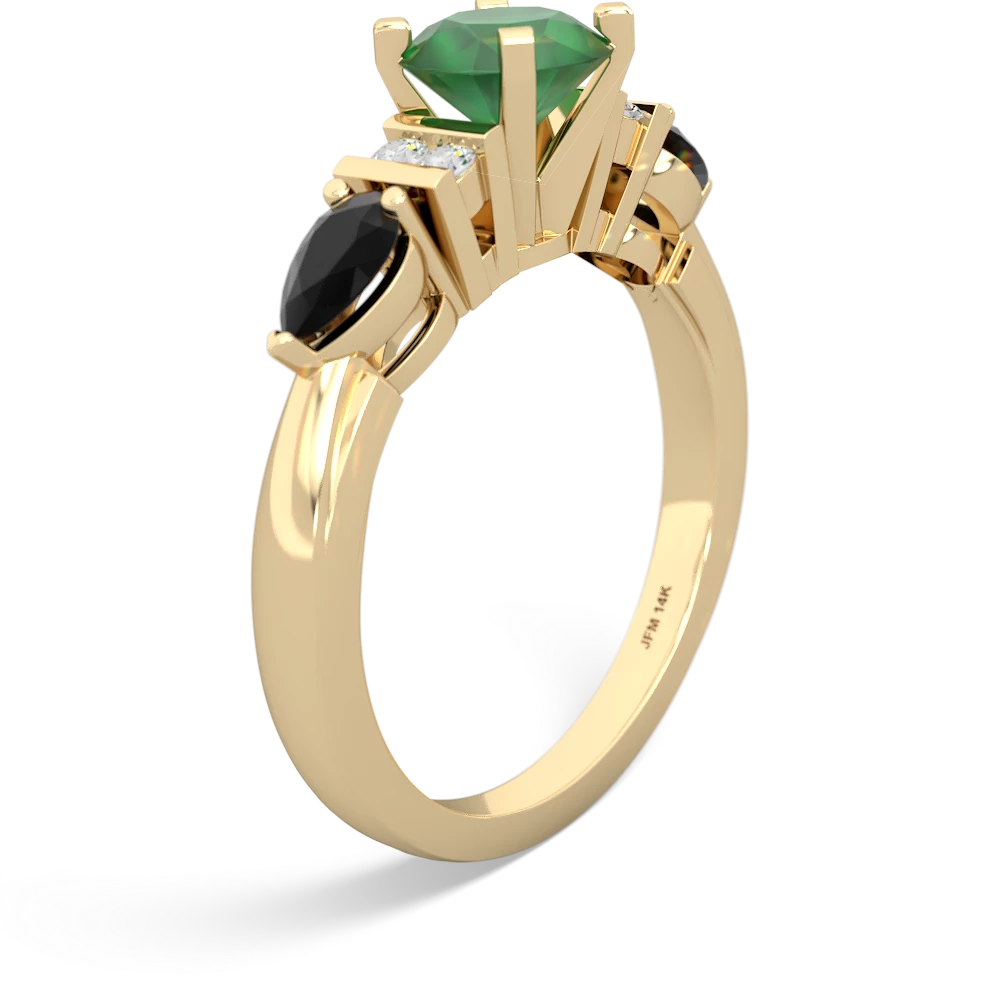 Emerald 6Mm Round Eternal Embrace Engagement 14K Yellow Gold ring R2005