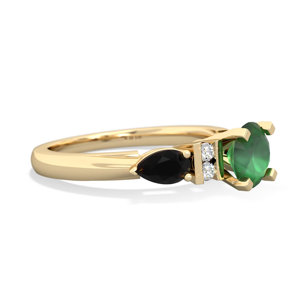 Emerald 6Mm Round Eternal Embrace Engagement 14K Yellow Gold ring R2005