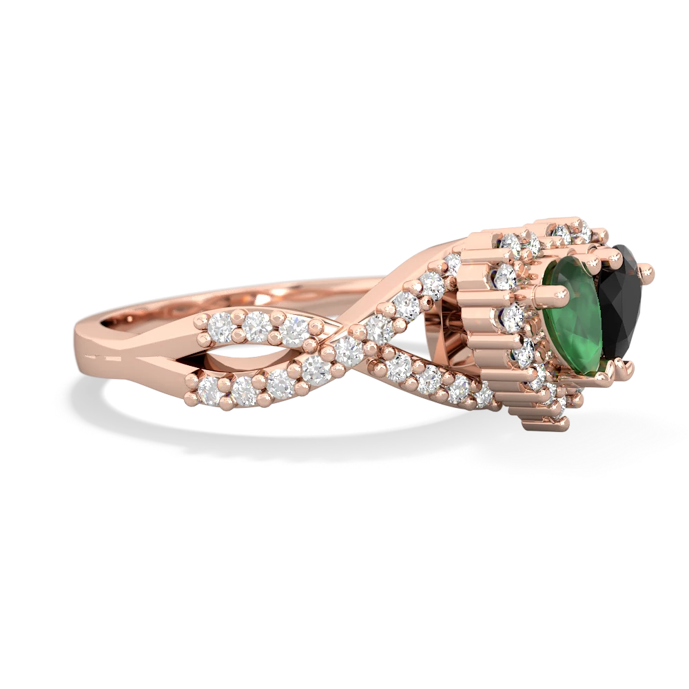 Emerald Diamond Twist 'One Heart' 14K Rose Gold ring R2640HRT