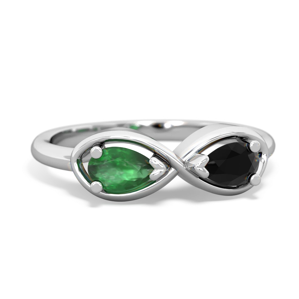 Emerald Infinity 14K White Gold ring R5050