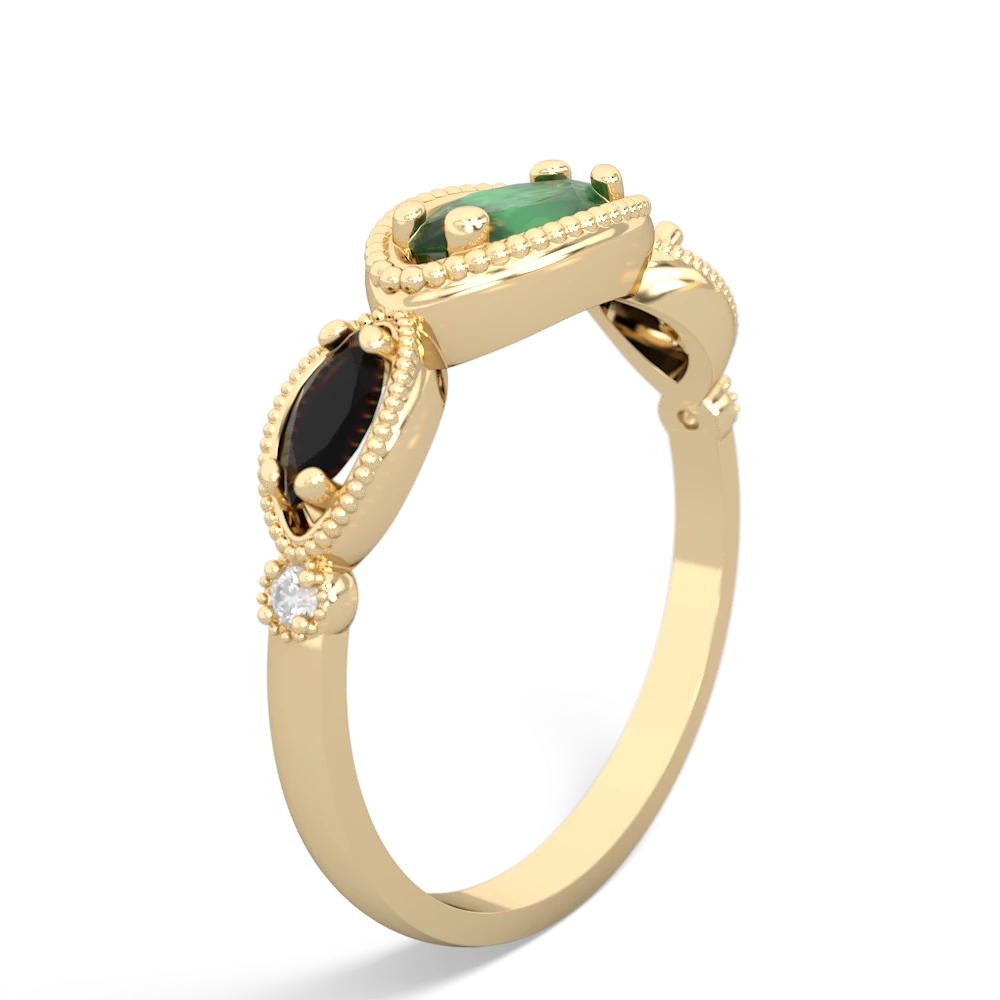 Emerald Milgrain Marquise 14K Yellow Gold ring R5700