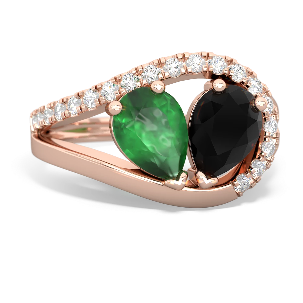 Emerald Nestled Heart Keepsake 14K Rose Gold ring R5650