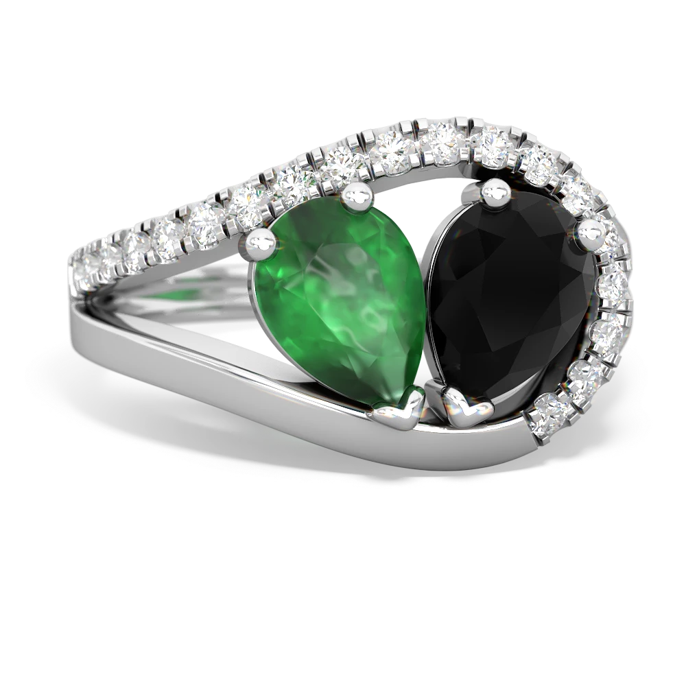 Emerald Nestled Heart Keepsake 14K White Gold ring R5650