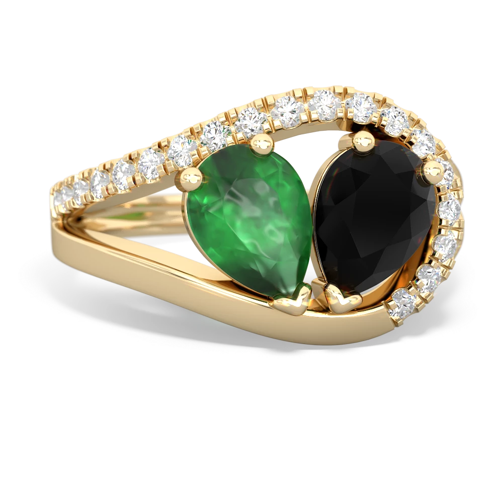 Emerald Nestled Heart Keepsake 14K Yellow Gold ring R5650