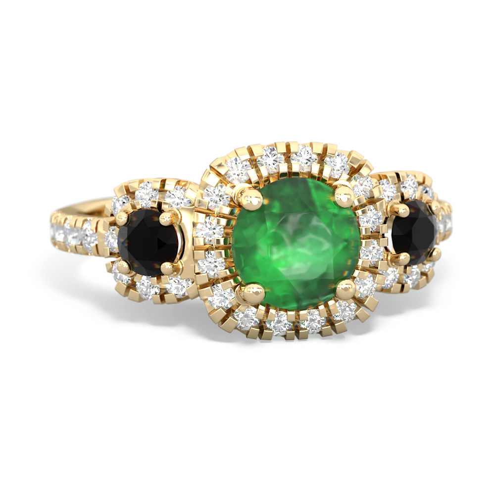 Emerald Regal Halo 14K Yellow Gold ring R5350