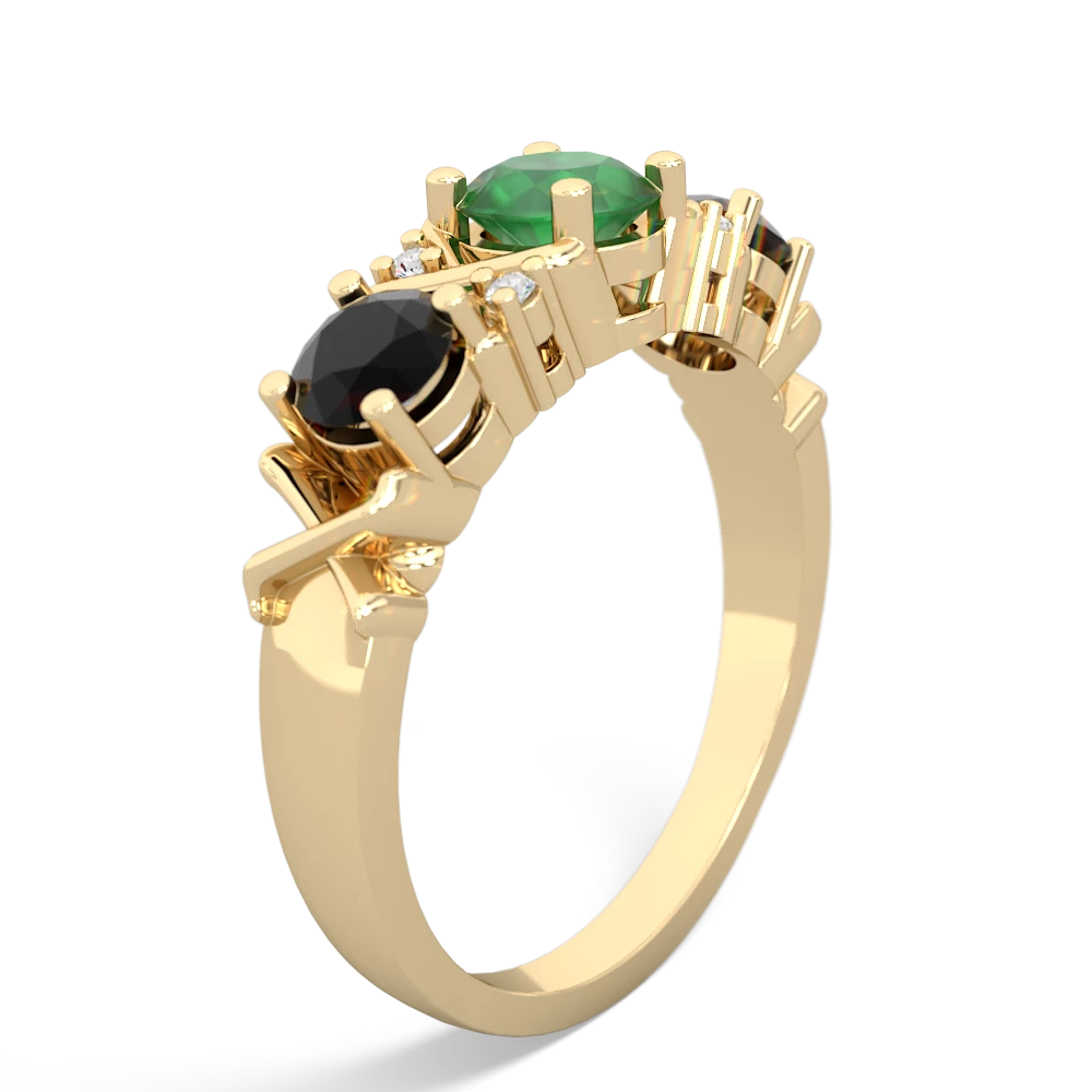 Emerald Hugs And Kisses 14K Yellow Gold ring R5016