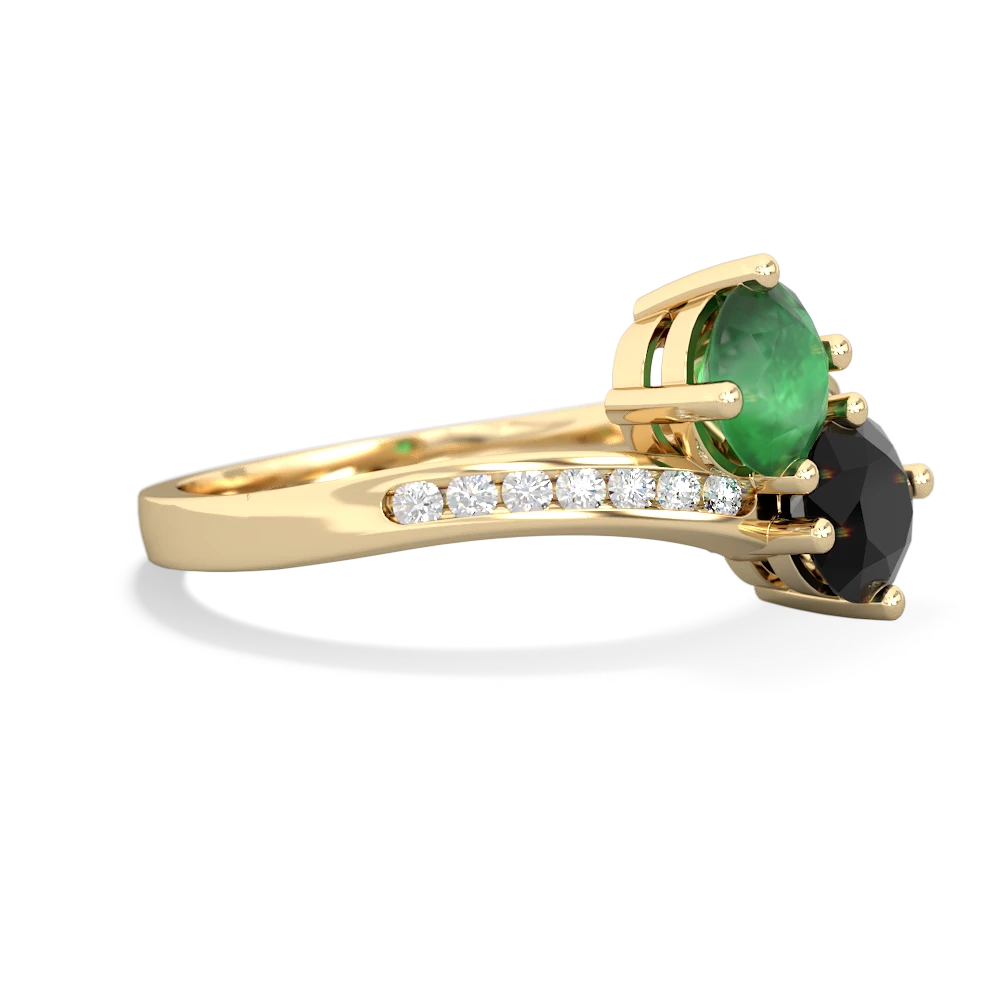 Emerald Channel Set Two Stone 14K Yellow Gold ring R5303