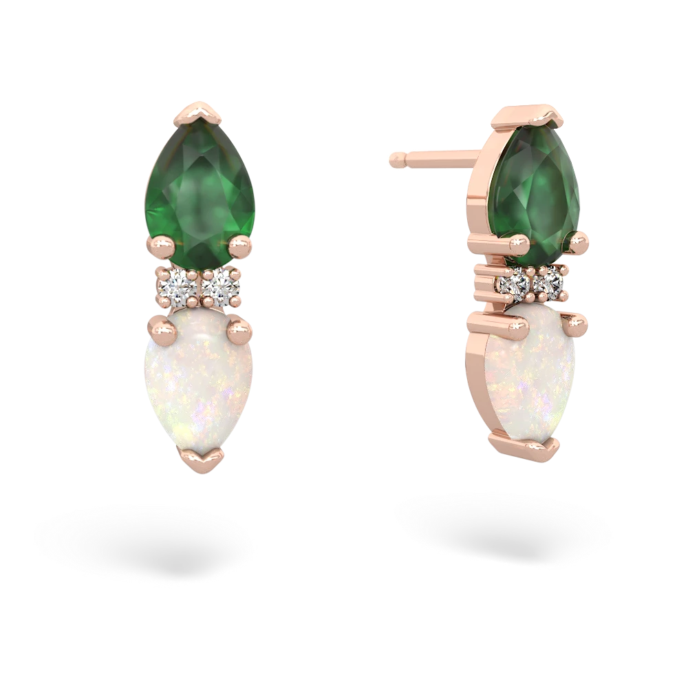 Emerald Bowtie Drop 14K Rose Gold earrings E0865