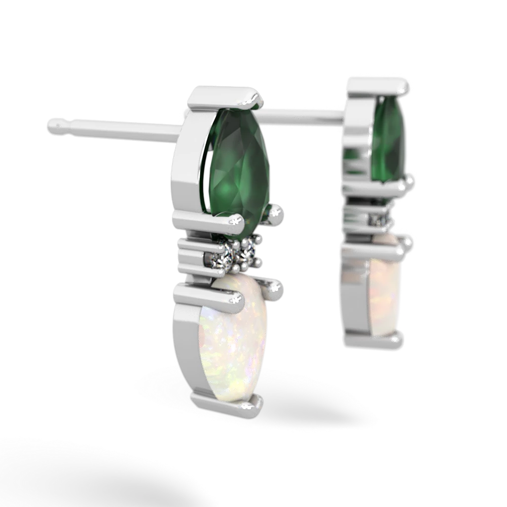 Emerald Bowtie Drop 14K White Gold earrings E0865