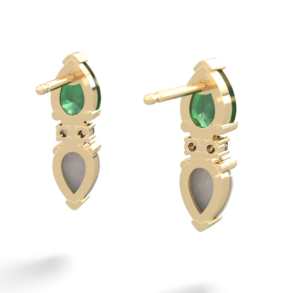 Emerald Bowtie Drop 14K Yellow Gold earrings E0865