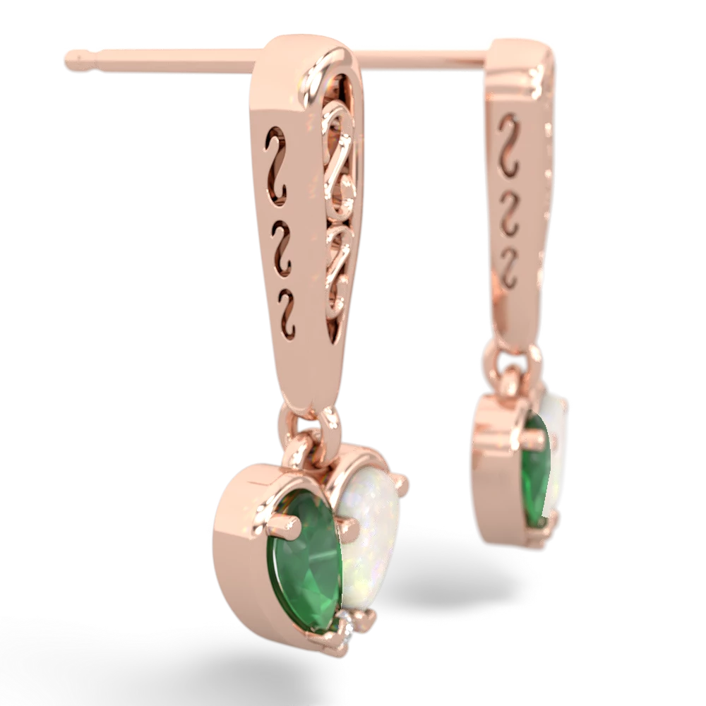 Emerald Filligree Heart 14K Rose Gold earrings E5070