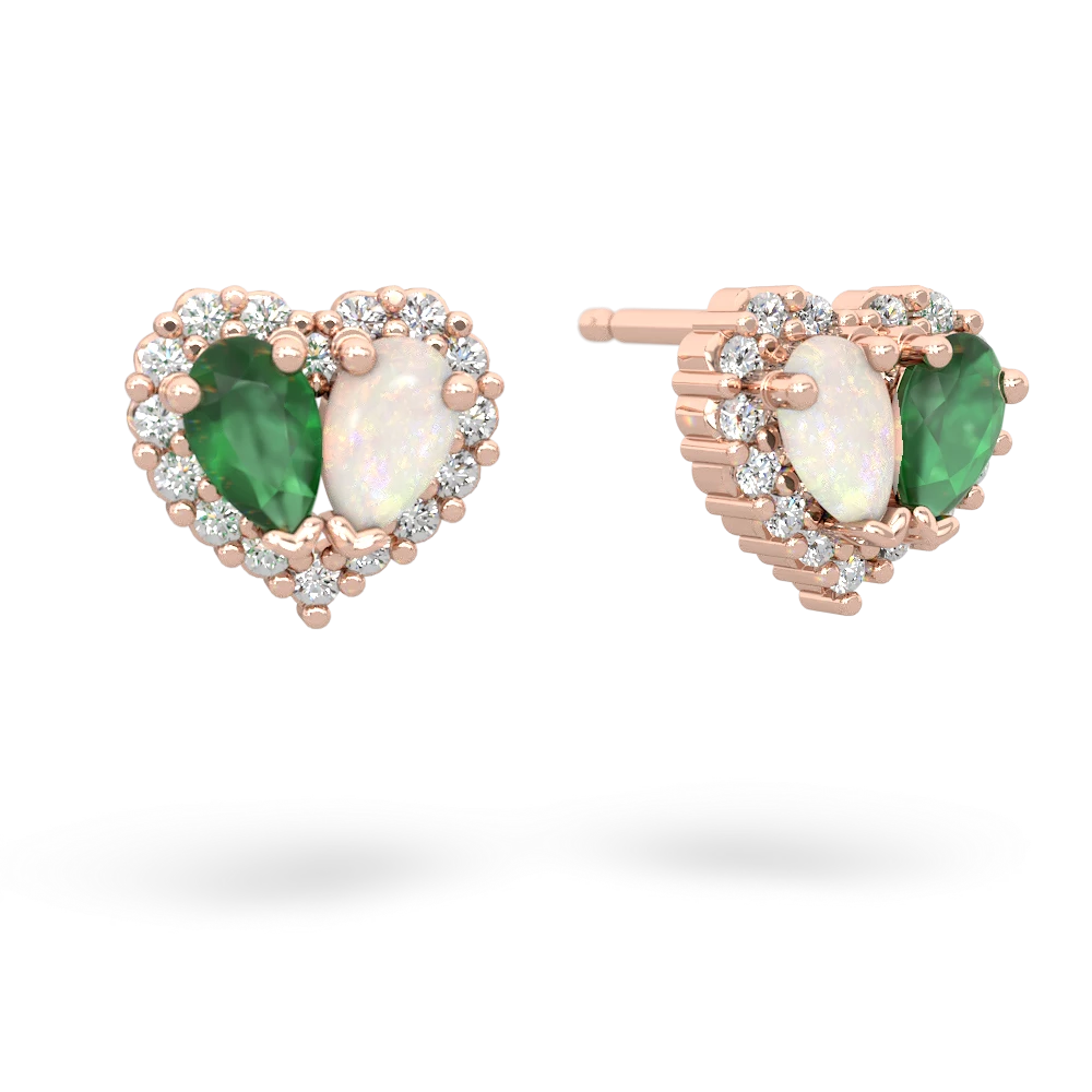 Emerald Halo 14K Rose Gold earrings E7008