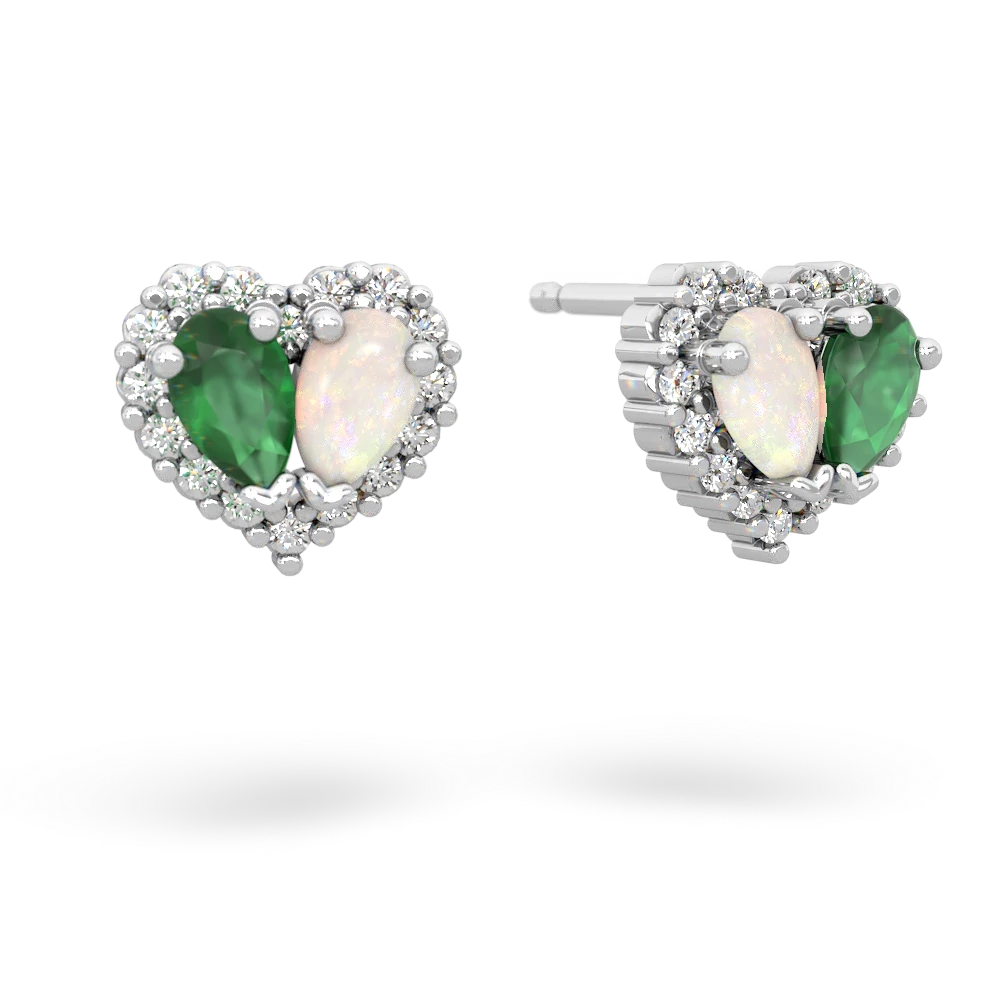 Emerald Halo 14K White Gold earrings E7008