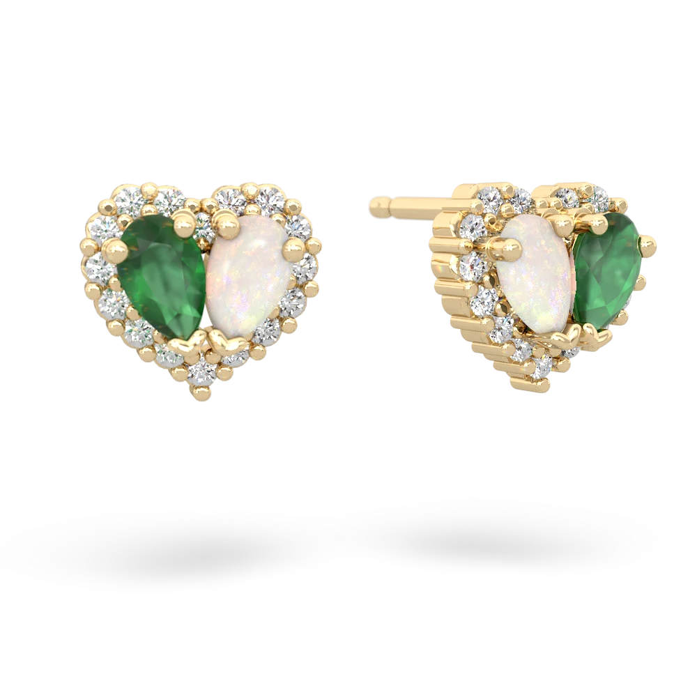 Emerald Halo 14K Yellow Gold earrings E7008