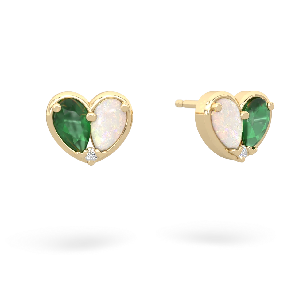 Emerald 'Our Heart' 14K Yellow Gold earrings E5072