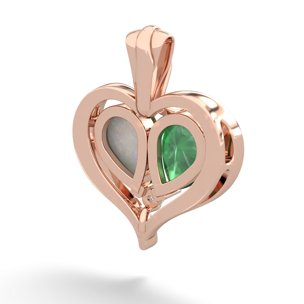 Emerald Two Become One 14K Rose Gold pendant P5330