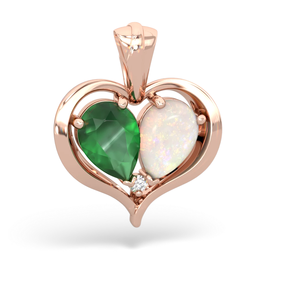 Emerald Two Become One 14K Rose Gold pendant P5330