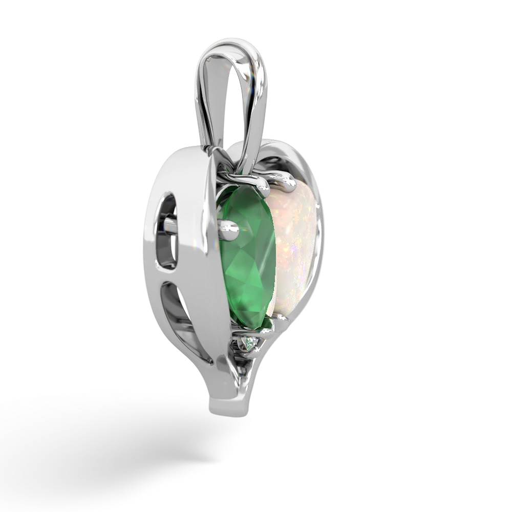 Emerald Two Become One 14K White Gold pendant P5330