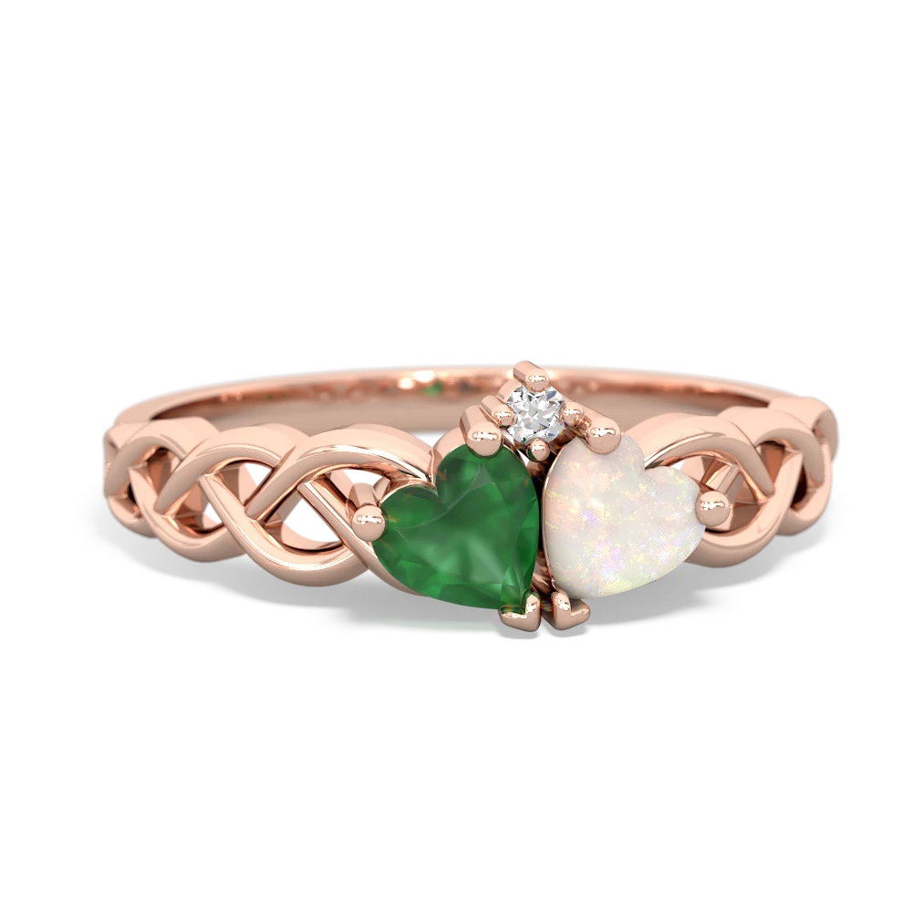 Emerald Heart To Heart Braid 14K Rose Gold ring R5870