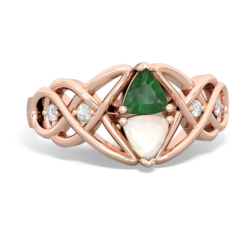 Emerald Keepsake Celtic Knot 14K Rose Gold ring R5300