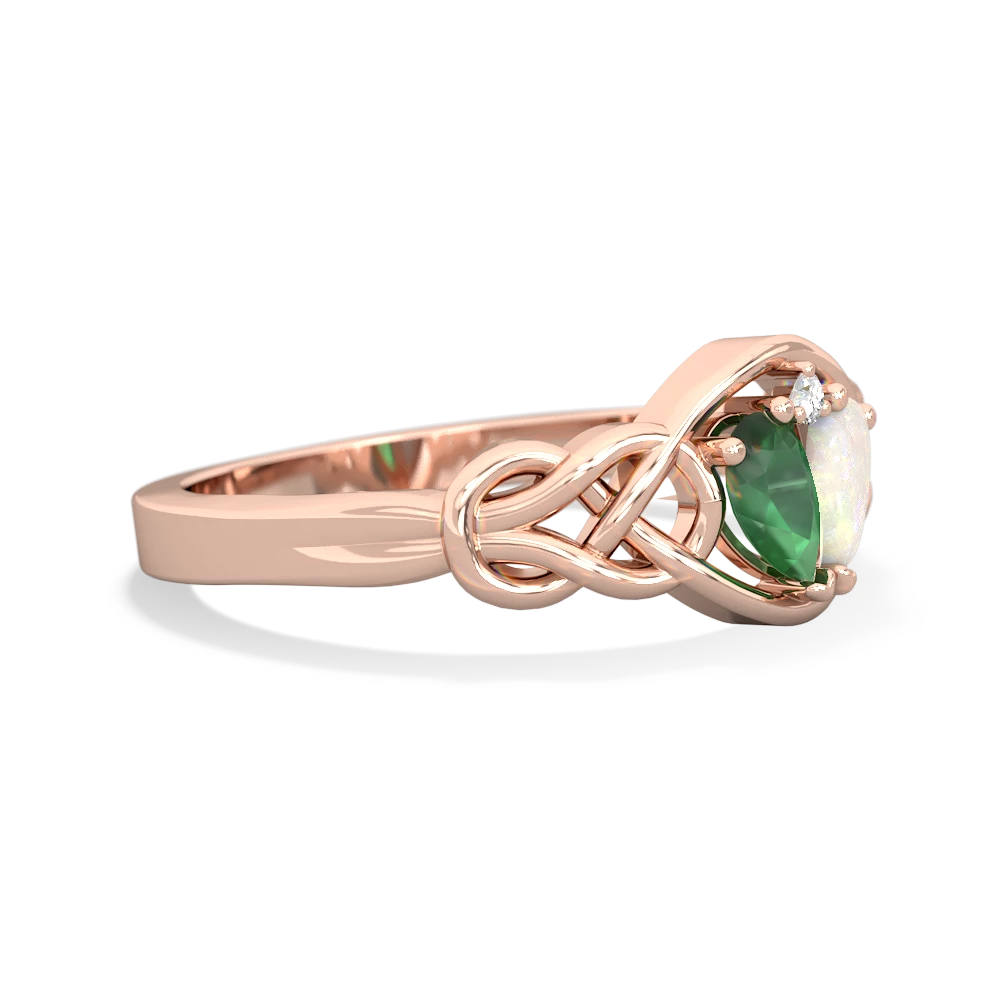 Emerald Celtic Love Knot 14K Rose Gold ring R5420