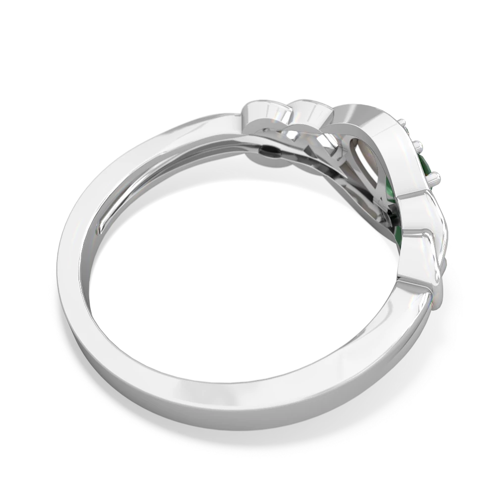 Emerald Celtic Love Knot 14K White Gold ring R5420