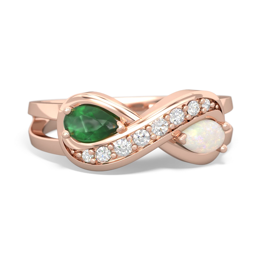 Emerald Diamond Infinity 14K Rose Gold ring R5390