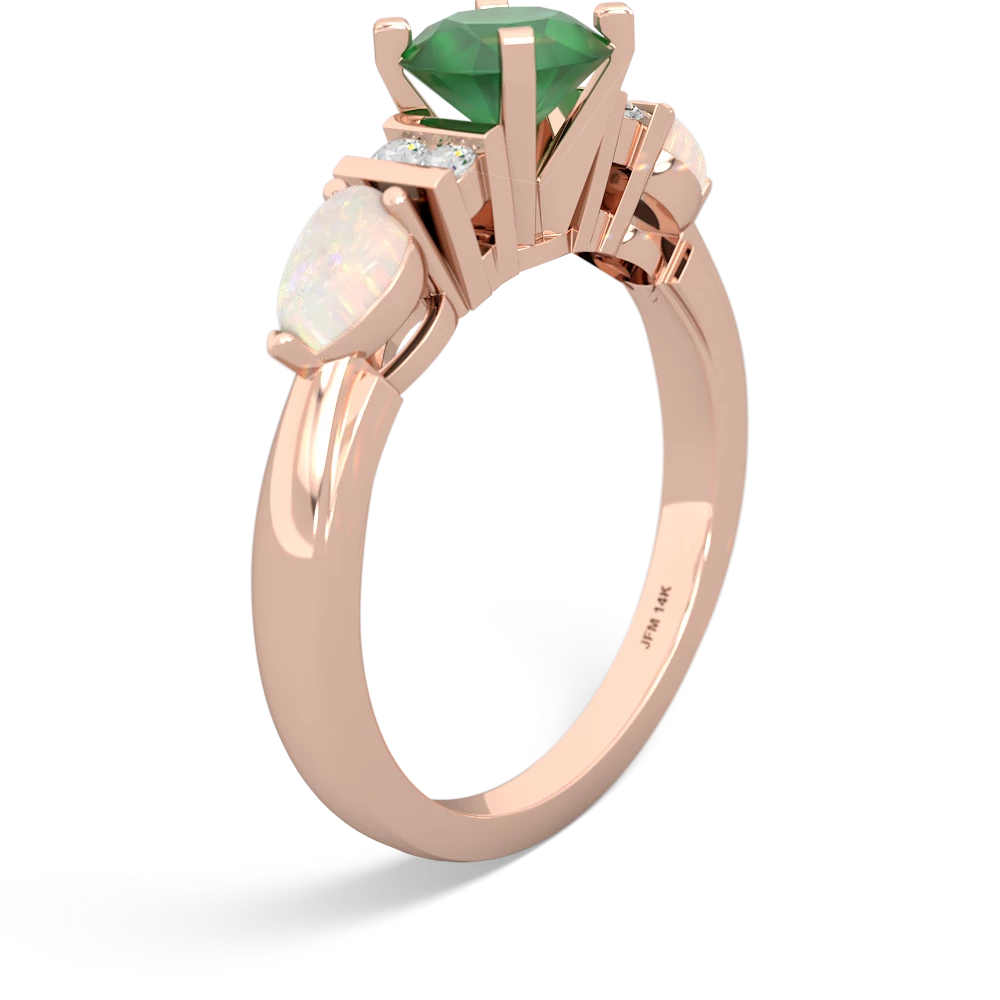 Emerald 6Mm Round Eternal Embrace Engagement 14K Rose Gold ring R2005