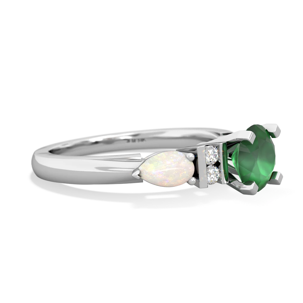 Emerald 6Mm Round Eternal Embrace Engagement 14K White Gold ring R2005