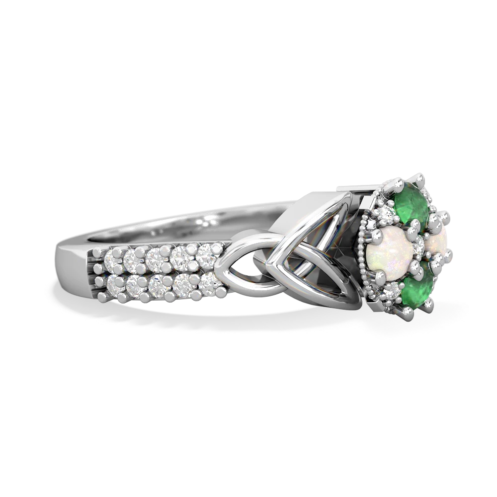 Emerald Celtic Knot Cluster Engagement 14K White Gold ring R26443RD