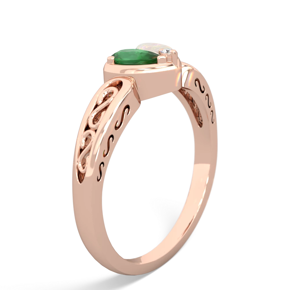 Emerald Filligree 'One Heart' 14K Rose Gold ring R5070