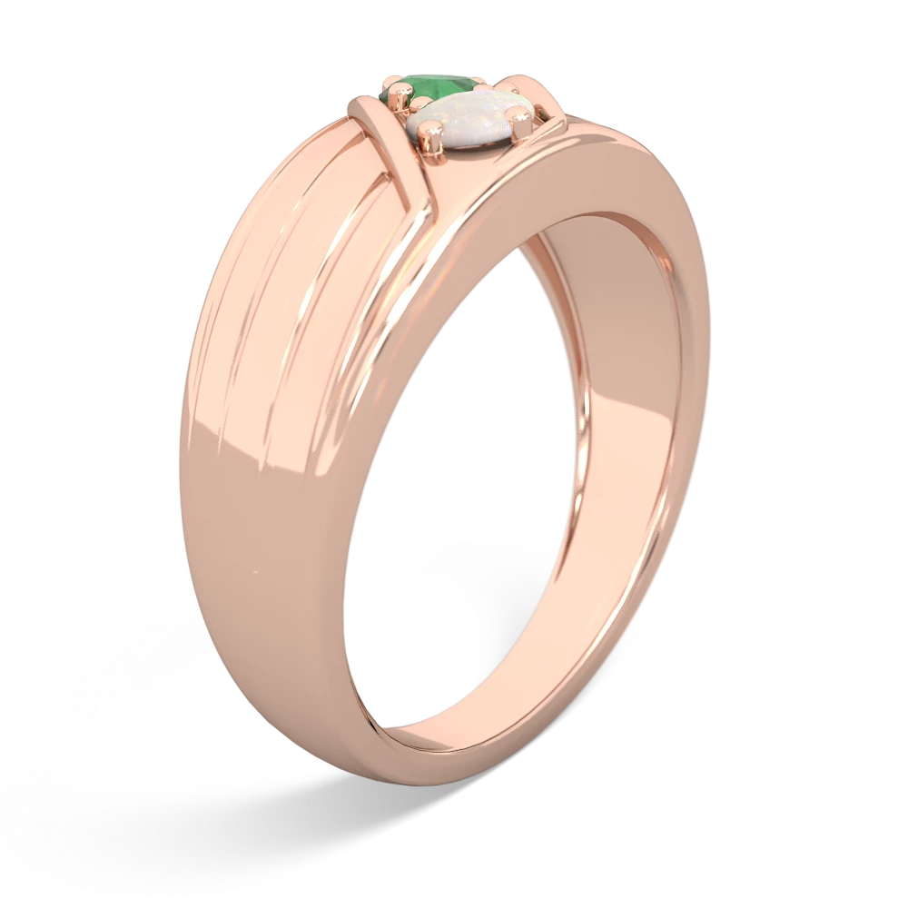 Emerald Men's Streamline 14K Rose Gold ring R0460