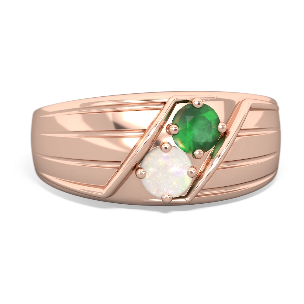 Emerald Men's Streamline 14K Rose Gold ring R0460