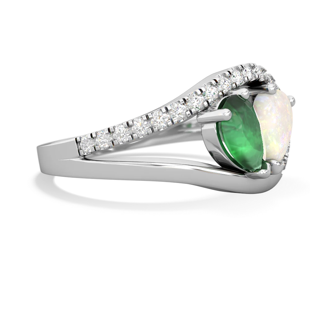 Emerald Nestled Heart Keepsake 14K White Gold ring R5650